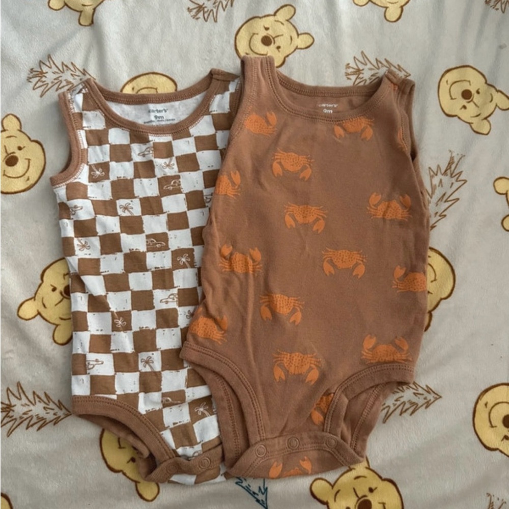 Carter’s Sweet Summertime Tank Top Bundles Crab & Plaid   | Size 9 Months